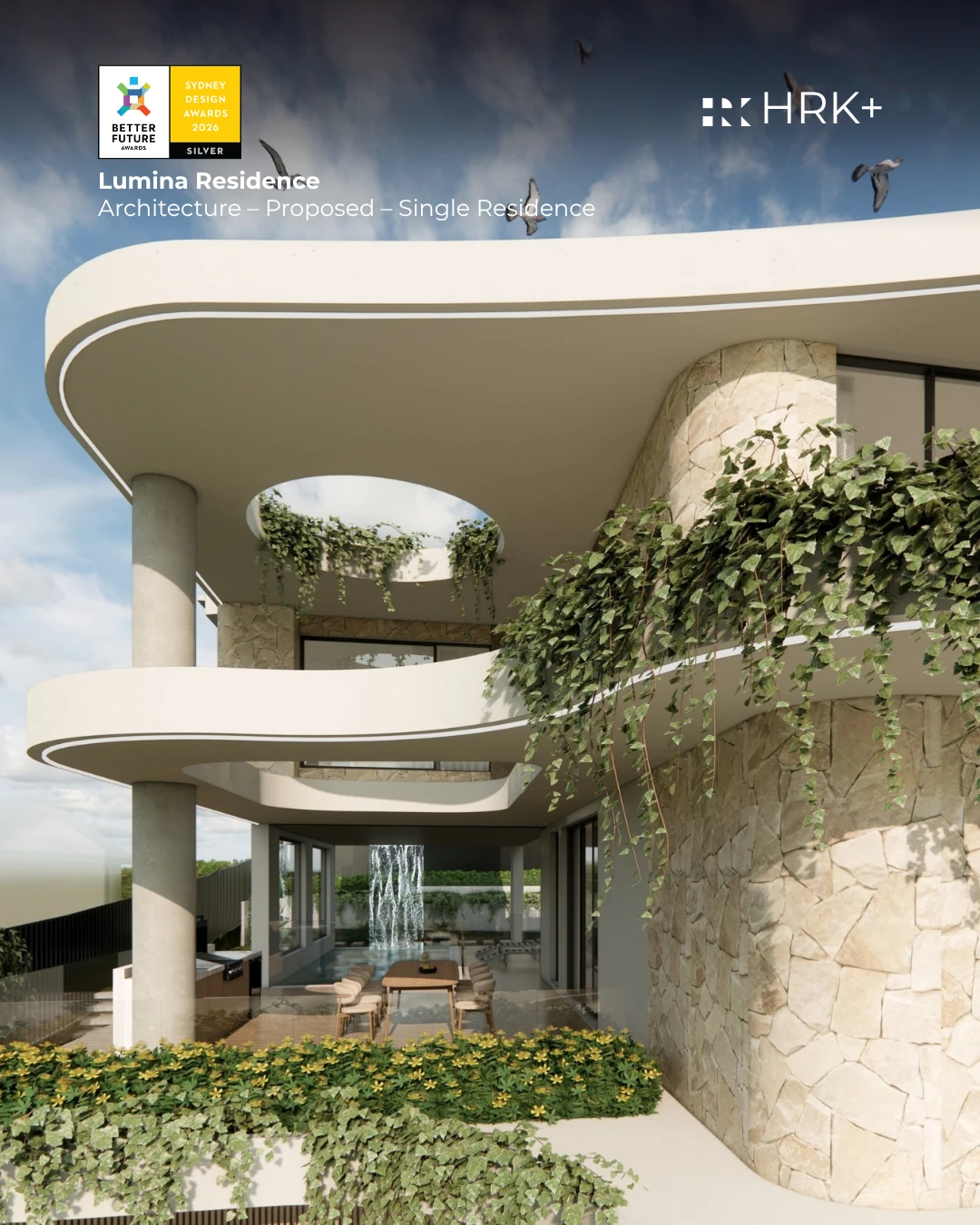 Lumina Residence proposed facade with curved terraces and planting