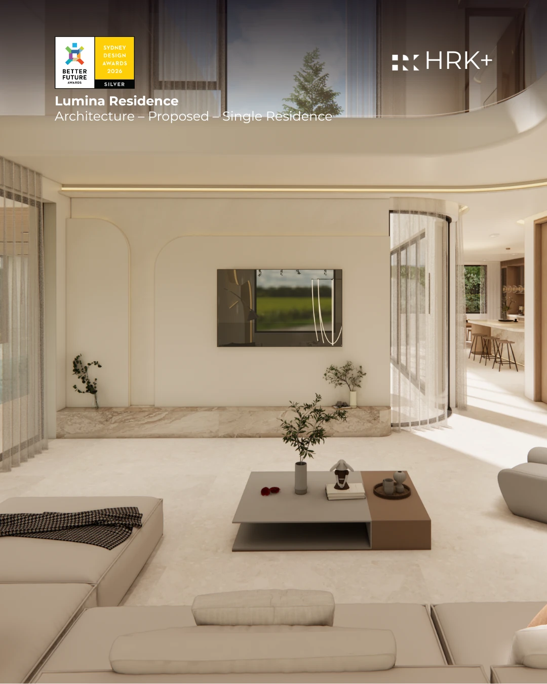 Double-height living space in the Lumina Residence proposal