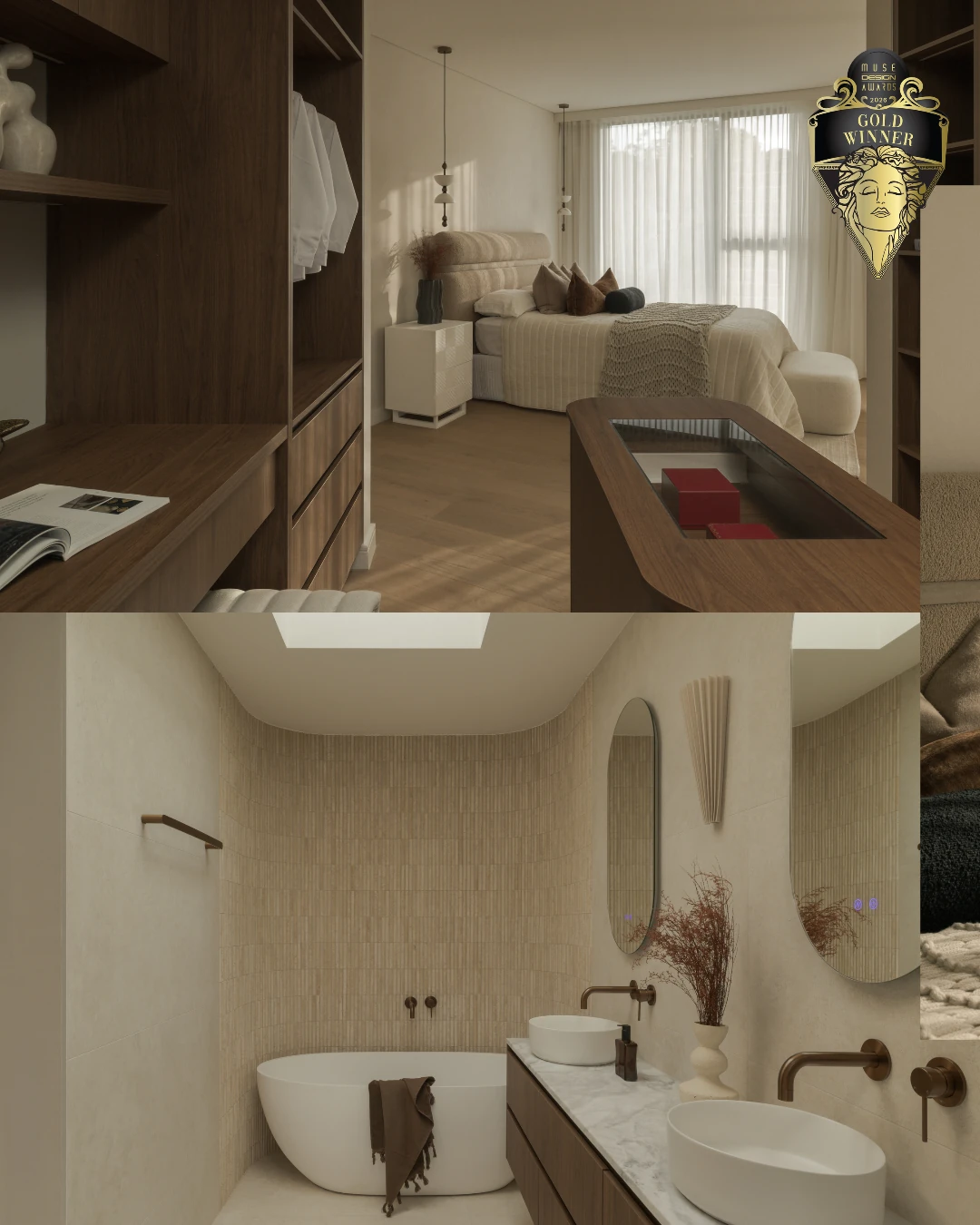 Elia House bedroom and bathroom interiors